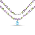 32.50 Carat Genuine Multi Stones .925 Sterling Silver Necklace