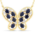 2.16 Carat Genuine Blue Sapphire and White Zircon .925 Sterling Silver Necklace
