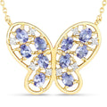 1.86 Carat Genuine Tanzanite and White Zircon .925 Sterling Silver Necklace