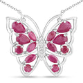2.88 Carat Genuine Ruby and White Zircon .925 Sterling Silver Necklace