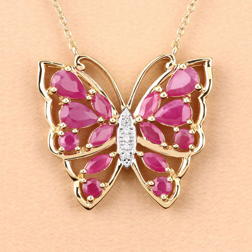 2.88 Carat Genuine Ruby and White Zircon .925 Sterling Silver Necklace