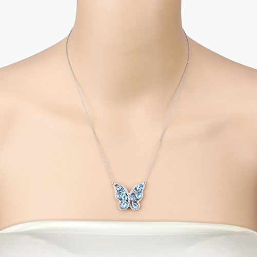 5.54 Carat Genuine Swiss Blue Topaz .925 Sterling Silver Necklace