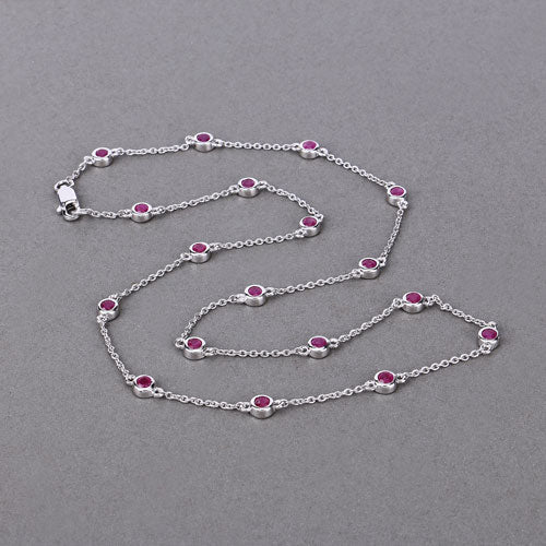 2.34 Carat Genuine Ruby .925 Sterling Silver Necklace