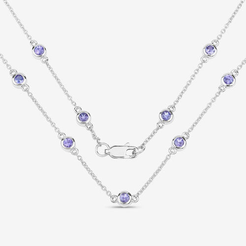 1.80 Carat Genuine Tanzanite .925 Sterling Silver Necklace