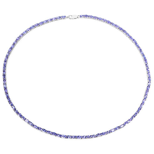 21.50 Carat Genuine Tanzanite .925 Sterling Silver Necklace