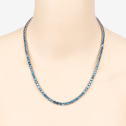 33.24 Carat Genuine Blue Diamond 14K White Gold Necklace