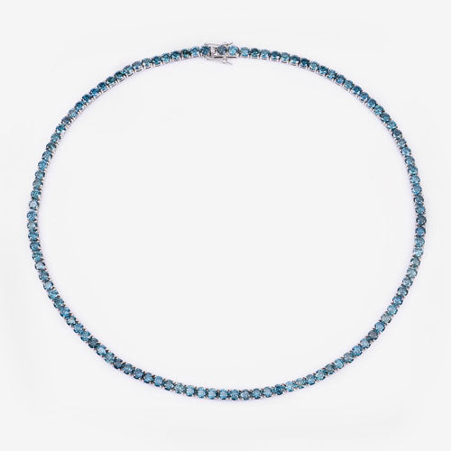 33.24 Carat Genuine Blue Diamond 14K White Gold Necklace