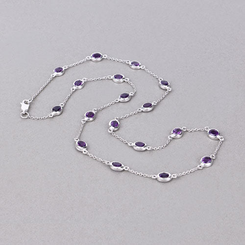 6.12 Carat Genuine Amethyst .925 Sterling Silver Necklace
