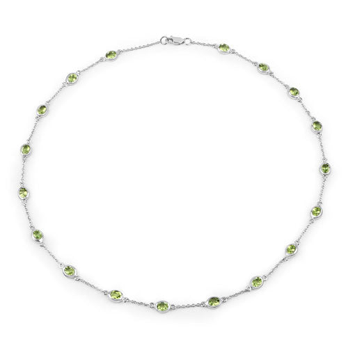 6.30 Carat Genuine Peridot .925 Sterling Silver Necklace