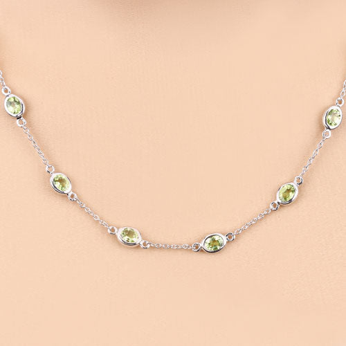 6.30 Carat Genuine Peridot .925 Sterling Silver Necklace