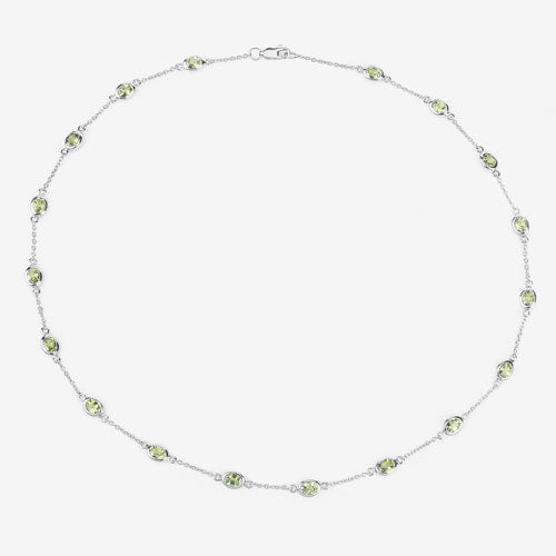 6.30 Carat Genuine Peridot .925 Sterling Silver Necklace