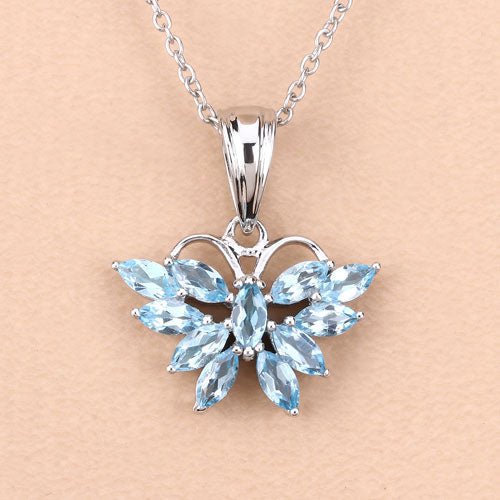 1.76 Carat Genuine Swiss Blue Topaz .925 Sterling Silver Pendant