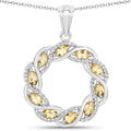 1.73 Carat Genuine Citrine and White Topaz .925 Sterling Silver Pendant