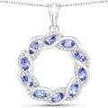1.73 Carat Genuine Tanzanite and White Topaz .925 Sterling Silver Pendant