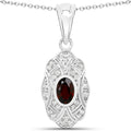 0.63 Carat Genuine Garnet and White Topaz .925 Sterling Silver Pendant