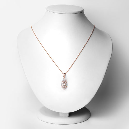 0.52 Carat Genuine Morganite and White Topaz .925 Sterling Silver Pendant
