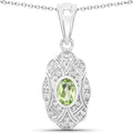 0.55 Carat Genuine Peridot and White Topaz .925 Sterling Silver Pendant