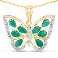 1.91 Carat Genuine Emerald and White Zircon .925 Sterling Silver Pendant