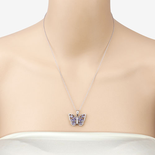 1.75 Carat Genuine Tanzanite and White Zircon .925 Sterling Silver Pendant
