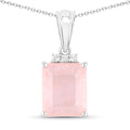 5.63 Carat Genuine Rose Quartz and White Topaz .925 Sterling Silver Pendant