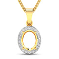 0.22 Carat Genuine White Diamond 14K Yellow Gold Semi Mount Pendant - holds 9x7mm Oval Gemstone