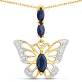 0.92 Carat Genuine Blue Sapphire and White Zircon .925 Sterling Silver Pendant