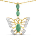 0.72 Carat Genuine Emerald and White Zircon .925 Sterling Silver Pendant
