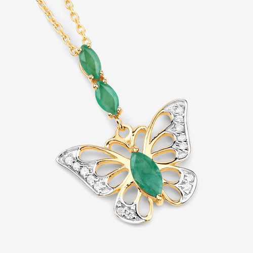 0.72 Carat Genuine Emerald and White Zircon .925 Sterling Silver Pendant