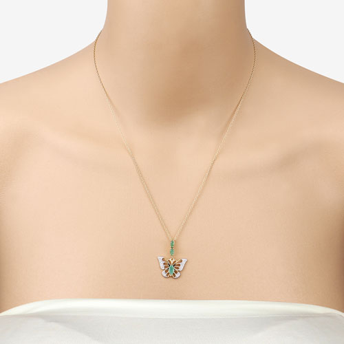 0.72 Carat Genuine Emerald and White Zircon .925 Sterling Silver Pendant