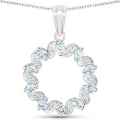 1.10 Carat Genuine Aquamarine and White Topaz .925 Sterling Silver Pendant