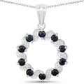 1.30 Carat Genuine Blue Sapphire and White Topaz .925 Sterling Silver Pendant