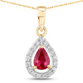 1.03 Carat Genuine Ruby and White Diamond 14K Yellow Gold Pendant