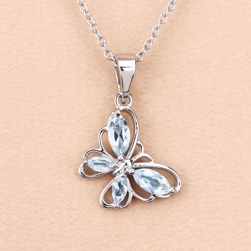 0.78 Carat Genuine Blue Topaz .925 Sterling Silver Pendant