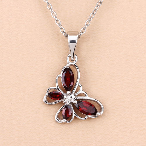 0.80 Carat Genuine Garnet .925 Sterling Silver Pendant