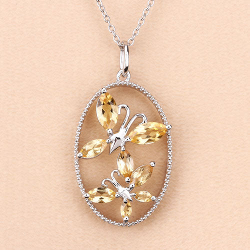 2.30 Carat Genuine Citrine .925 Sterling Silver Pendant