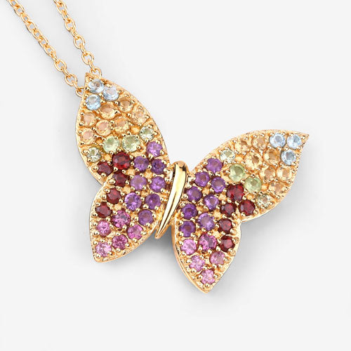 1.62 Carat Genuine Multi Stones .925 Sterling Silver Pendant