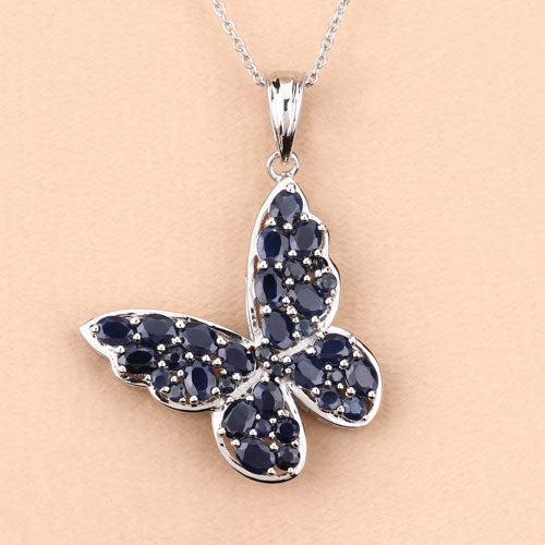 4.36 Carat Genuine Blue Sapphire .925 Sterling Silver Pendant