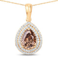 IGI Certified 2.01 Carat Genuine Brown Diamond Center and 0.29cttw White Diamond 18K Yellow Gold Pendant (2.30cttw)
