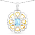 2.60 Carat Genuine Blue Topaz .925 Sterling Silver Pendant