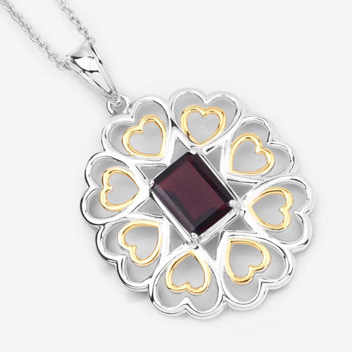 2.55 Carat Genuine Garnet .925 Sterling Silver Pendant