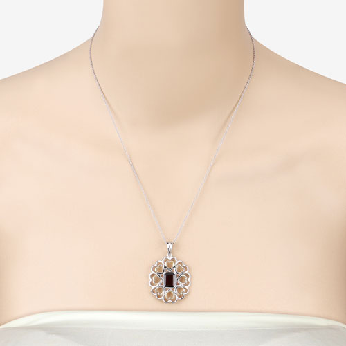 2.55 Carat Genuine Garnet .925 Sterling Silver Pendant