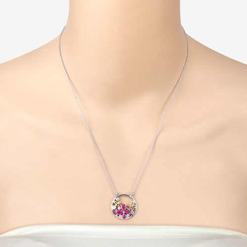 1.47 Carat Genuine Ruby and White Topaz .925 Sterling Silver Pendant