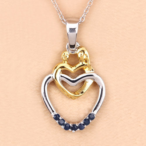 0.14 Carat Genuine Blue Sapphire .925 Sterling Silver Pendant