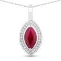1.52 Carat Genuine Ruby and White Diamond 10K White Gold Pendant