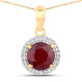 1.49 Carat Genuine Ruby and White Diamond 14K Yellow Gold Pendant