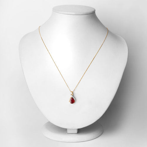 1.98 Carat Genuine Ruby and White Diamond 14K Yellow Gold Pendant