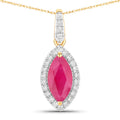 1.60 Carat Genuine Ruby and White Diamond 14K Yellow Gold Pendant