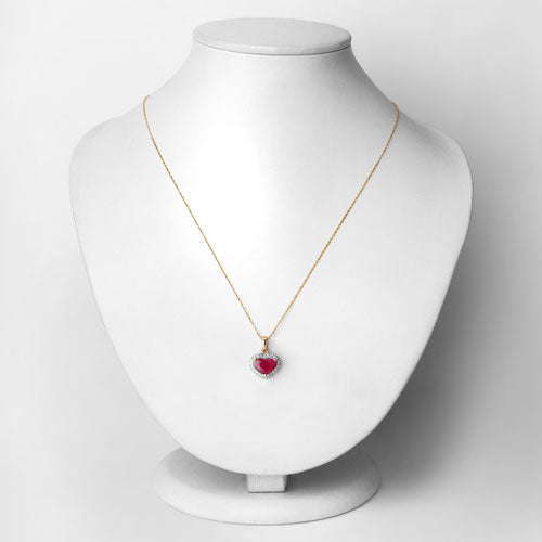 2.08 Carat Genuine Ruby and White Diamond 14K Yellow Gold Pendant