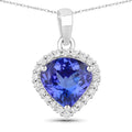 2.53 Carat Genuine Tanzanite and White Diamond 14K White Gold Pendant