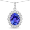 2.93 Carat Genuine Tanzanite and White Diamond 14K White Gold Pendant